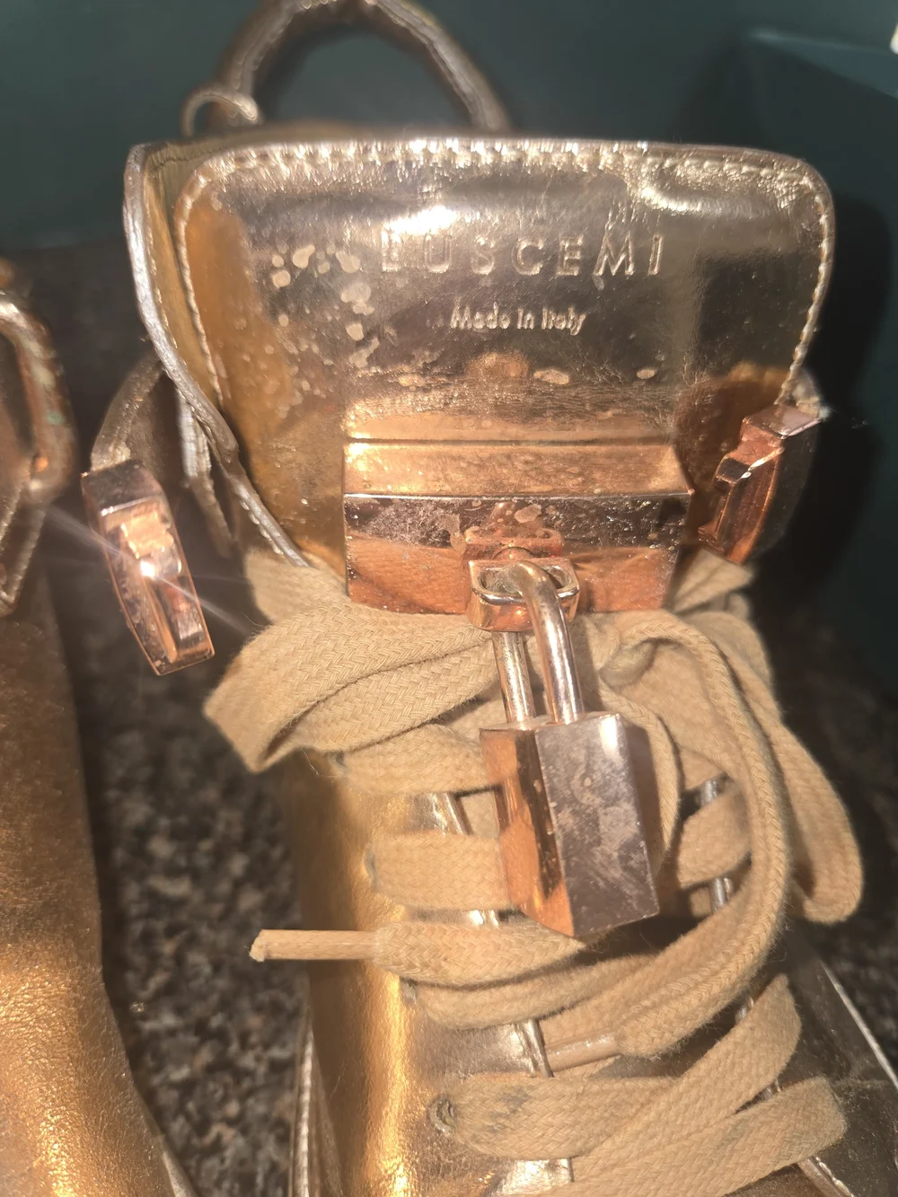 Buscemi Women's Metallic Rose Gold High-Top Sneakers